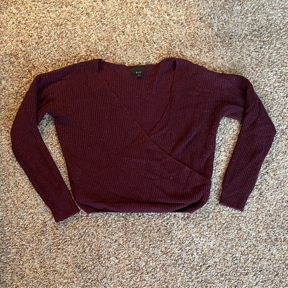 GLIA Sweaters - ❤️ GLIA Maroon V-Neck Knit Sweater (M)